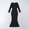 Strap Fish-tail Maxi Dress With Long-sleeve Cardigan A Sassy Two-piece Set For Women