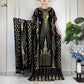 New ALFO  Muslim Summer Short Sleeve Robe Gold Stamping Boubou Maxi Women Femme Loose Dress With Big Scarf African Abaya Clothes