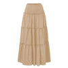 Three Tier Ruffled Cotton Linen Maxi Dress