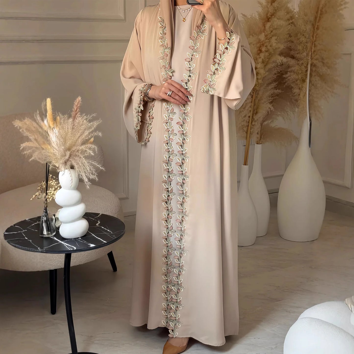 Eid Dress Cardigan Abaya Women Lace Dresses Jalabiya Muslim Vestidos Morocco Dubai Abayas Arab Long Robe Kaftan Islam Ramadan