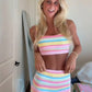 Retro Striped Rainbow Vest and Capri Pants Set