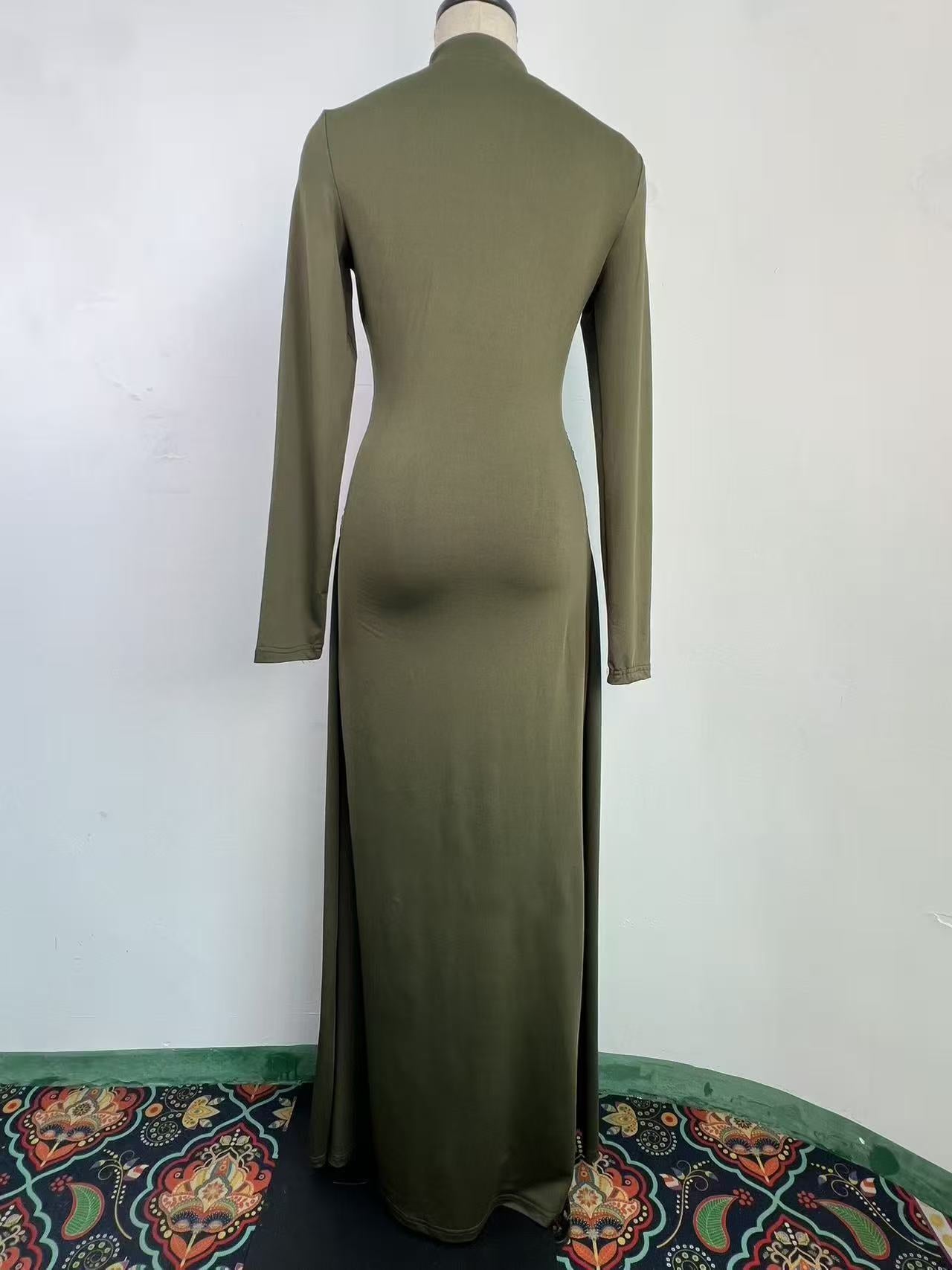 Womens Pleated V-Neck Dress