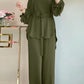 Fashion Women Long Sleeve Blouse Pant Suits 2024 ZANZEA 2PCS Autumn Muslim Sets Fashion Abaya Hijab Tracksuits IsIamic Clothing