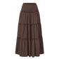 Three Tier Ruffled Cotton Linen Maxi Dress