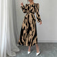Womens Asymmetrical Printed Tie Bow-Detailed Elastic-Cuff Casual Resort Maxi Dress For Women