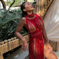 Womens Elegant Vintage Handwoven Tassel Maxi Dress