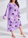 Women's Long Sleeve Printed Drop Shoulder Maxi Dress