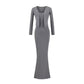 Strap Fish-tail Maxi Dress With Long-sleeve Cardigan A Sassy Two-piece Set For Women