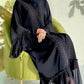Eid Muslim Black Abaya for Women Djellaba Morocco Dress Dubai Embroidery Flare Sleeve Lace Abayas Dubai Islam Robe with Belt