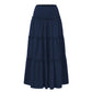 Three Tier Ruffled Cotton Linen Maxi Dress