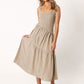 Embroidered Smocked Puff-Sleeve Maxi Dress Ivory