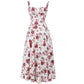 Floral Neck Slit Flared Dress