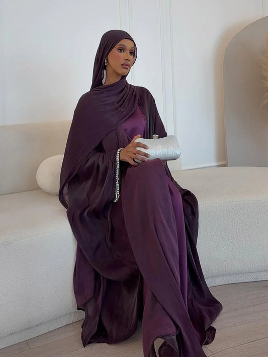 Eid Muslim Abaya Scarf Dress 1 Piece Cardigan Abaya Women Ramadan Beading Sleeve Dubai Jalabiya Kaftan Vestidos Arab Robe 2026
