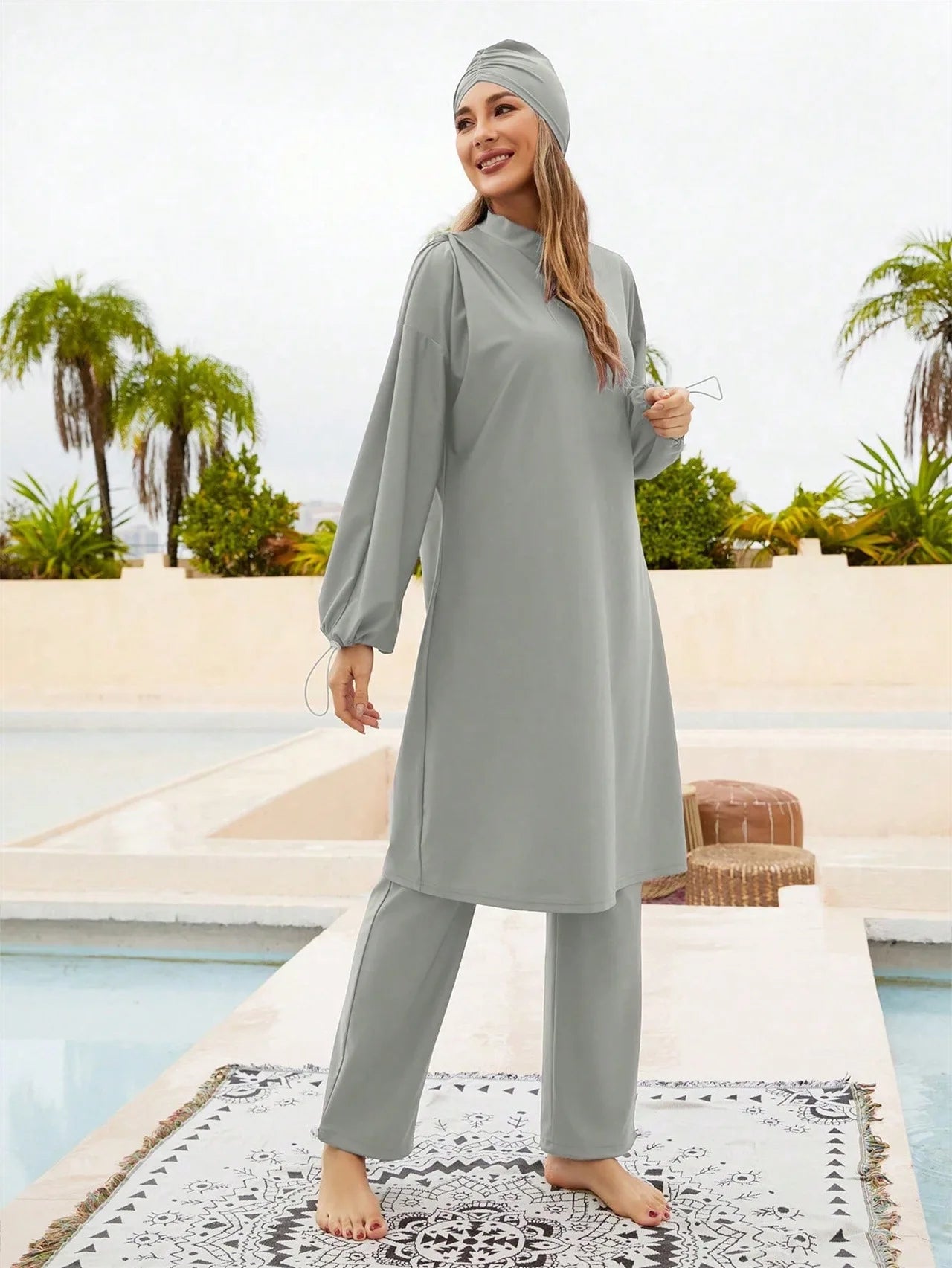 Abaya summer Muslim Swimwear Hijab Women Arab Musulman Swimsuit Muslim Swimming Suit Modest Swimwear 3 Pieces Sets Islamic 2026