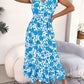 Women Casual Ruffle Trim Floral Print Tie Waist Maxi Vacation Dress
