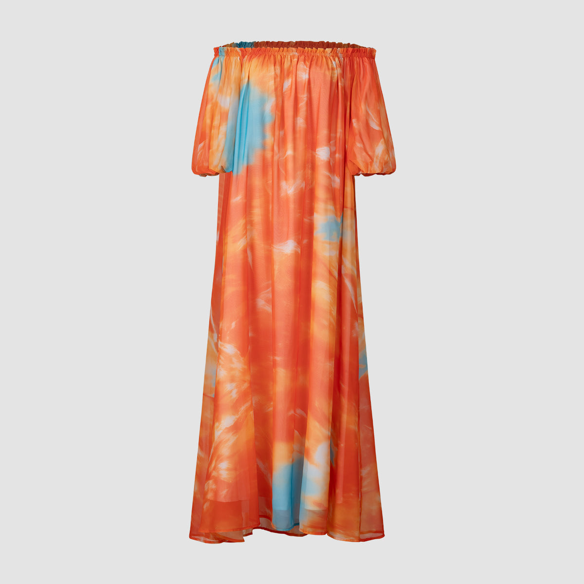 Bohemian Off-Shoulder Tie-Dye Maxi Dress