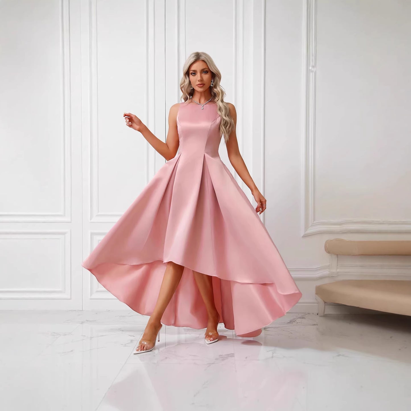 Elegant Socialite Sleeveless Maxi-Skirt Princess-Like Slim-Fit Dress