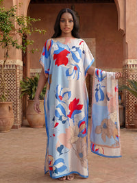 NEW Fashion Summer Dress With Big Scarf Dubai Turkey Kaftan Muslim Loose Abaya Women African Casual Leopard Print Shawl Robe