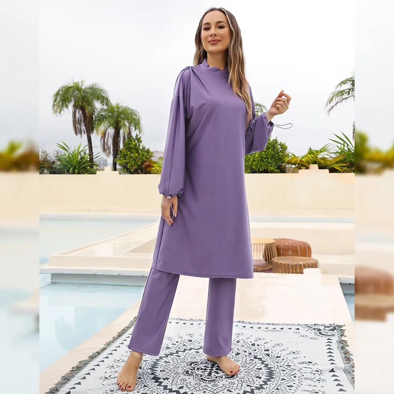 Abaya summer Muslim Swimwear Hijab Women Arab Musulman Swimsuit Muslim Swimming Suit Modest Swimwear 3 Pieces Sets Islamic 2026
