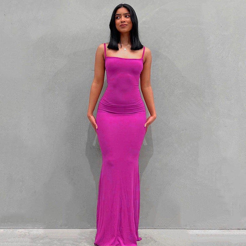 Women Sling Dress Casual Long Skirt