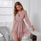 Long Sleeve V-Neck High Waist Dress