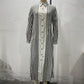 Women's Long Sleeve Striped Print Maxi Dress With Lapel