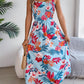 Women's Floral Print Tie Waist Camisole Beach Vacation Maxi Dress