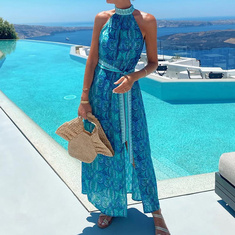 Women's Printed Sleeveless Maxi Vacation Dress