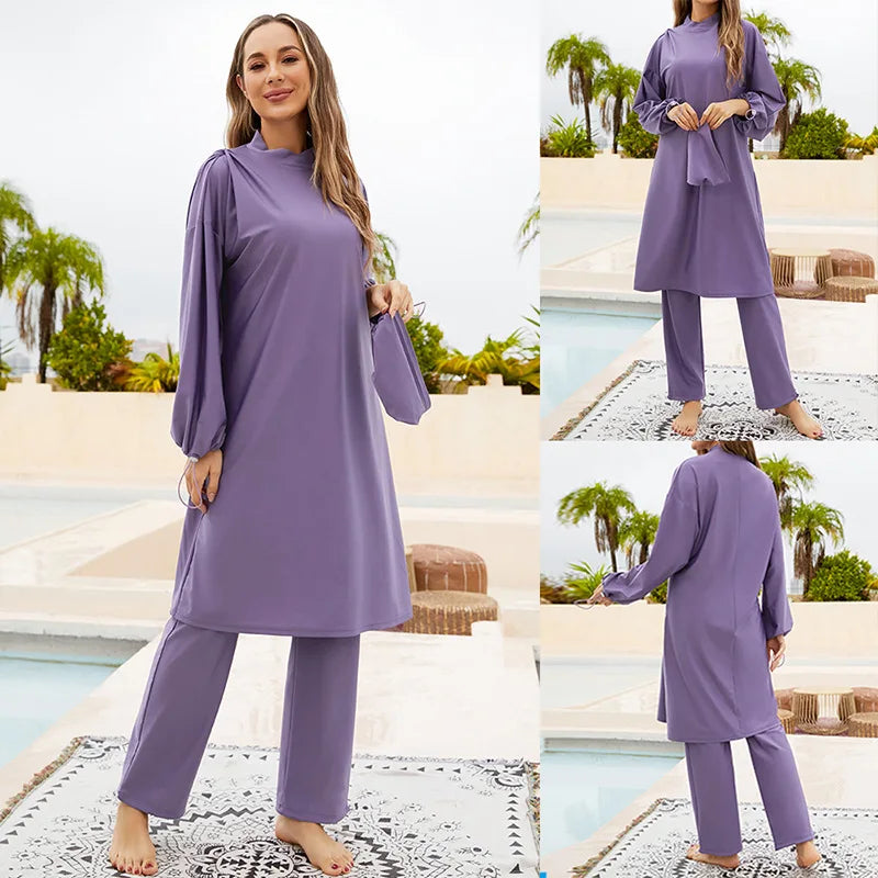 Abaya summer Muslim Swimwear Hijab Women Arab Musulman Swimsuit Muslim Swimming Suit Modest Swimwear 3 Pieces Sets Islamic 2026