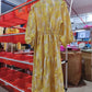 Summer Women's Yellow Cross Print Maxi Dress
