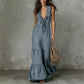 Sleeveless Cotton-Linen V-Neck Maxi Dress