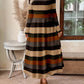Women's Casual Crew-Neck Colorblock Striped Maxi Dress