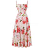 Floral Neck Slit Flared Dress