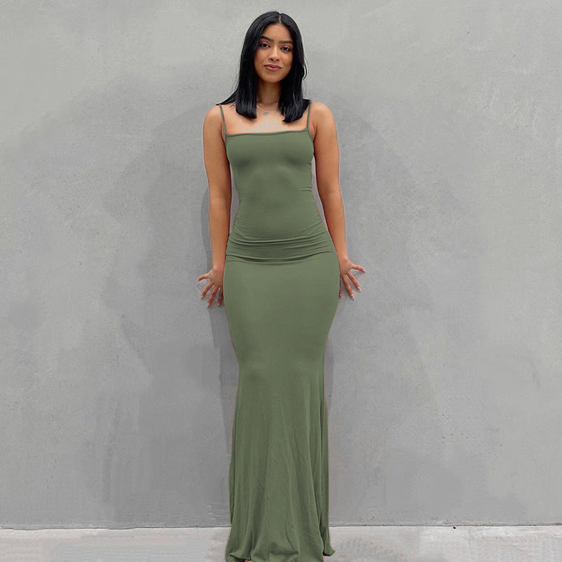 Women Sling Dress Casual Long Skirt