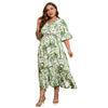Casual Vacation Plus-size Flared Sleeve Maxi Dress