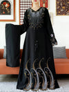 2025Fashion Dubai Diamond Muslim Women Modest Dress Elegant Arabic Femme Hijab Long Sleeve Chiffon Abaya Islamic Turkey Clothing