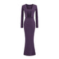 Strap Fish-tail Maxi Dress With Long-sleeve Cardigan A Sassy Two-piece Set For Women