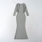 Strap Fish-tail Maxi Dress With Long-sleeve Cardigan A Sassy Two-piece Set For Women