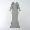 Strap Fish-tail Maxi Dress With Long-sleeve Cardigan A Sassy Two-piece Set For Women