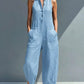 Women's Linen Blend Buttoned Collar Sleeveless Dress