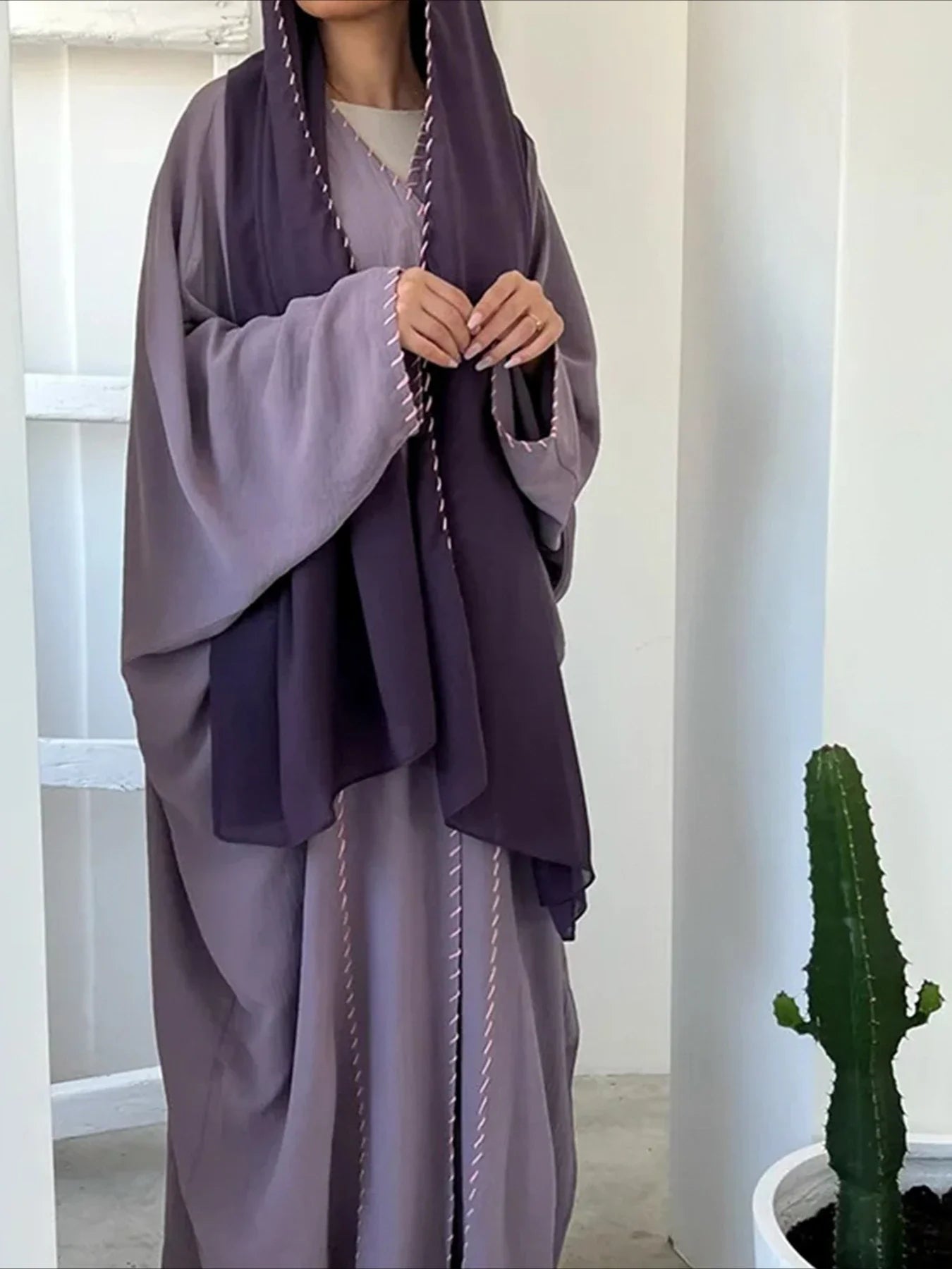 Muslim Women Abaya with Scarf 2 Piece Set Long Cardigan Eid Abayas Casual Long Robe Kaftan Party Ramadan Modest Caftan 2024