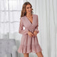 Long Sleeve V-Neck High Waist Dress
