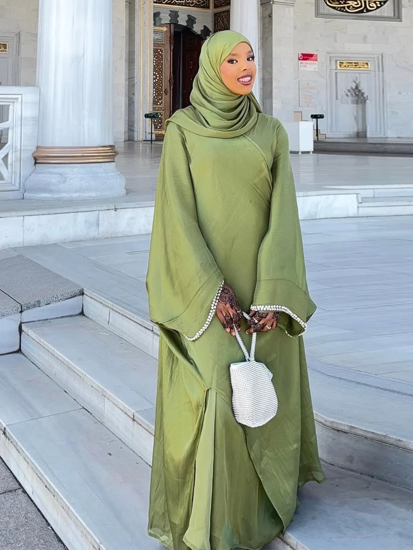 Eid Muslim Abaya Scarf Dress 1 Piece Cardigan Abaya Women Ramadan Beading Sleeve Dubai Jalabiya Kaftan Vestidos Arab Robe 2026