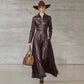 European And American Leather Long-sleeved Maxi Dress