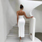 Womens Rope-strapped Tube Top Split-back Maxi Dress