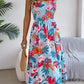 Women's Floral Print Tie Waist Camisole Beach Vacation Maxi Dress