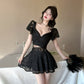 Flutter Sleeve Lace Hollow-Out Maxi Dress Petticoat