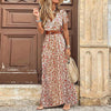 Bohemian Style Waist Trimming Printing Maxi Dress