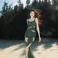 Original Knitted Hollow-Out Backless Tie-Up Dress
