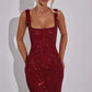 Double Strap Sequin Mesh Dress